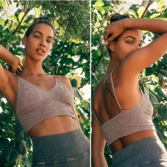 New Free People Movement Candy Seamless Bralette with lace detailing Sz XS/S - Picture 2 of 9